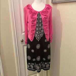 INC International Concepts Pink and Black Midi Dress EUC 2 Piece Dress/Coverup